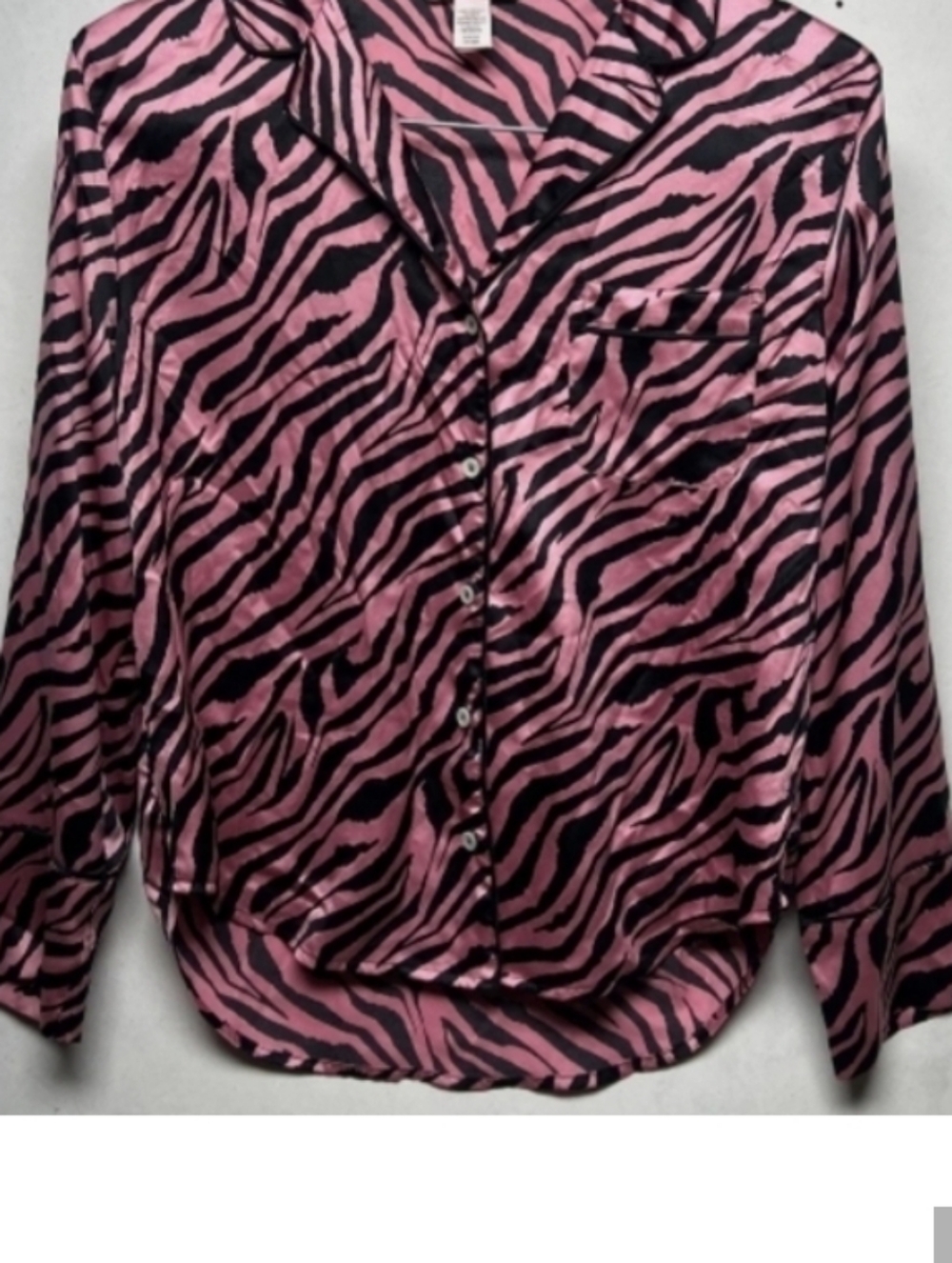 Victoria's Secret Pink and Black Zebra Satin Button-Down Shirt